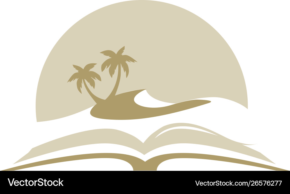 Dune with palms and open book Dune with palms and open book vector image