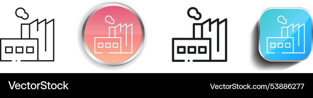 Fabrik-Icon dünne lineare regelmäßige und Knopf Stil Fabrik-Icon dünne lineare regelmäßige und Knopf Stil vektorbild