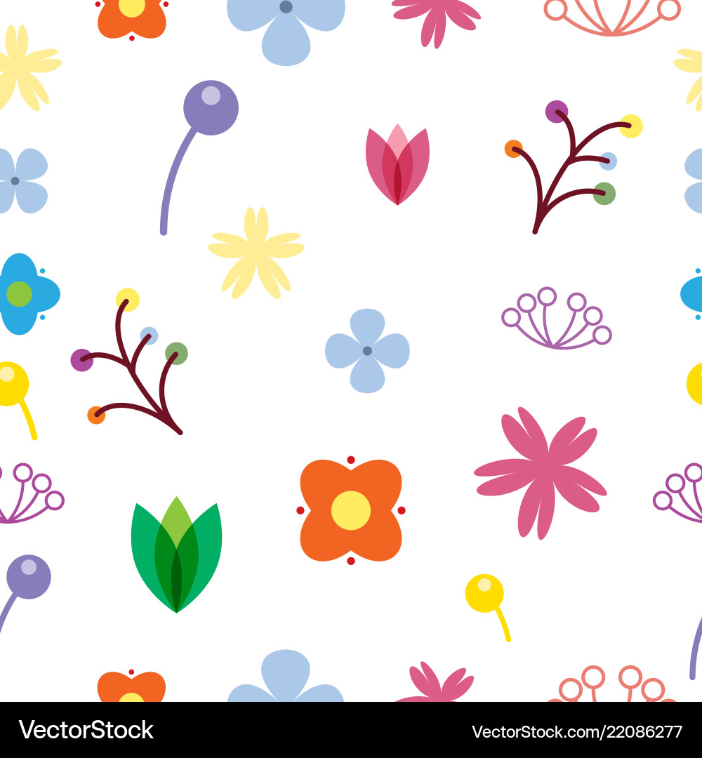 Flower seamless pattern on white background vector image