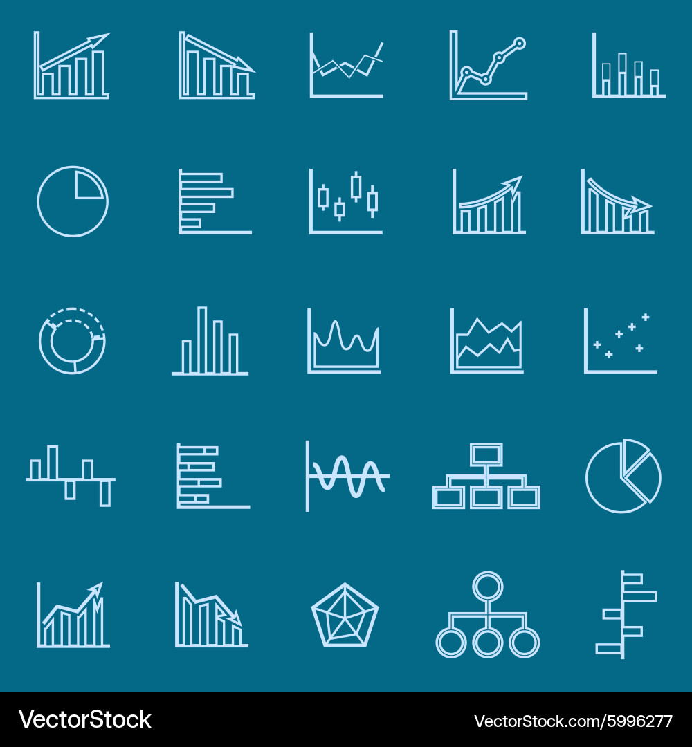 Graph line color icons on blue background vector image