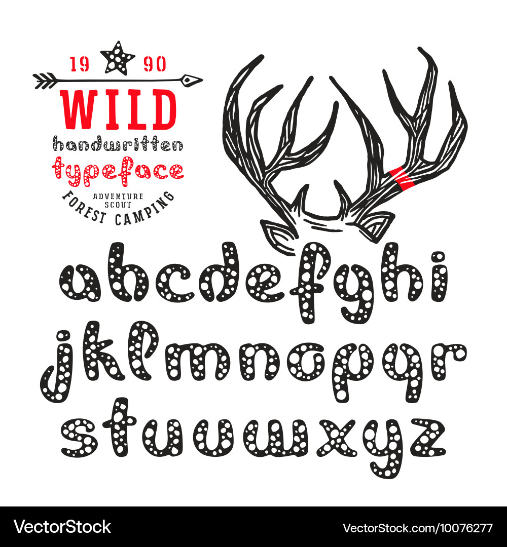 Handwritten font lowercase with speckled texture vector image