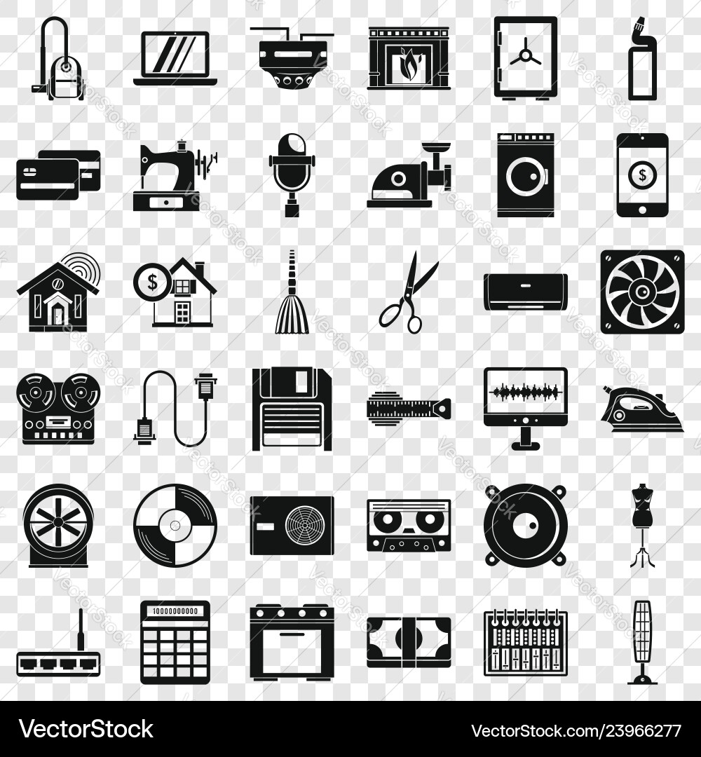 Homework appliance icons set simple style Homework appliance icons set simple style vector image