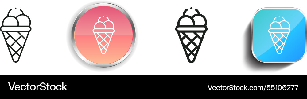 Ice cream icon thin linear regular and button Ice cream icon thin linear regular and button Vector Image