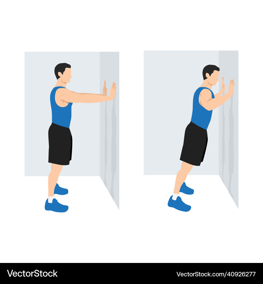 Man Doing Wall Push-Up Exercise vector image