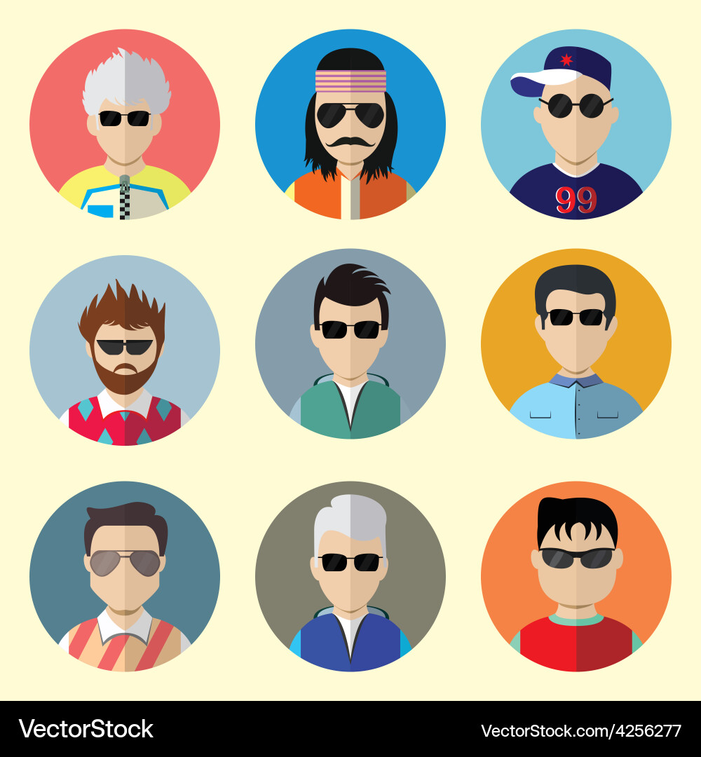 Man Icon Set - Flat Style vector image