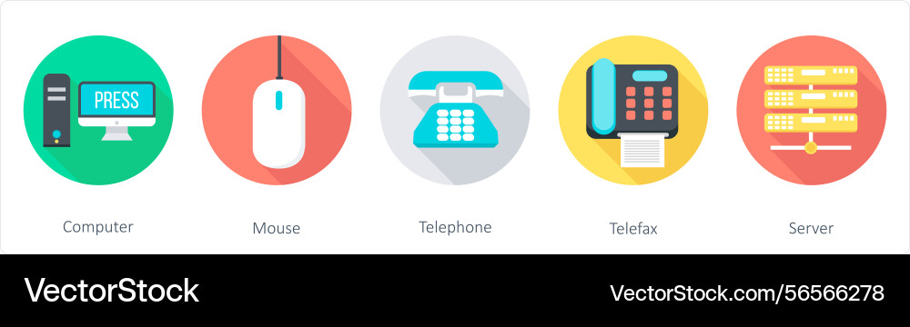 A set of 5 communication icons as computer mouse Vector Image