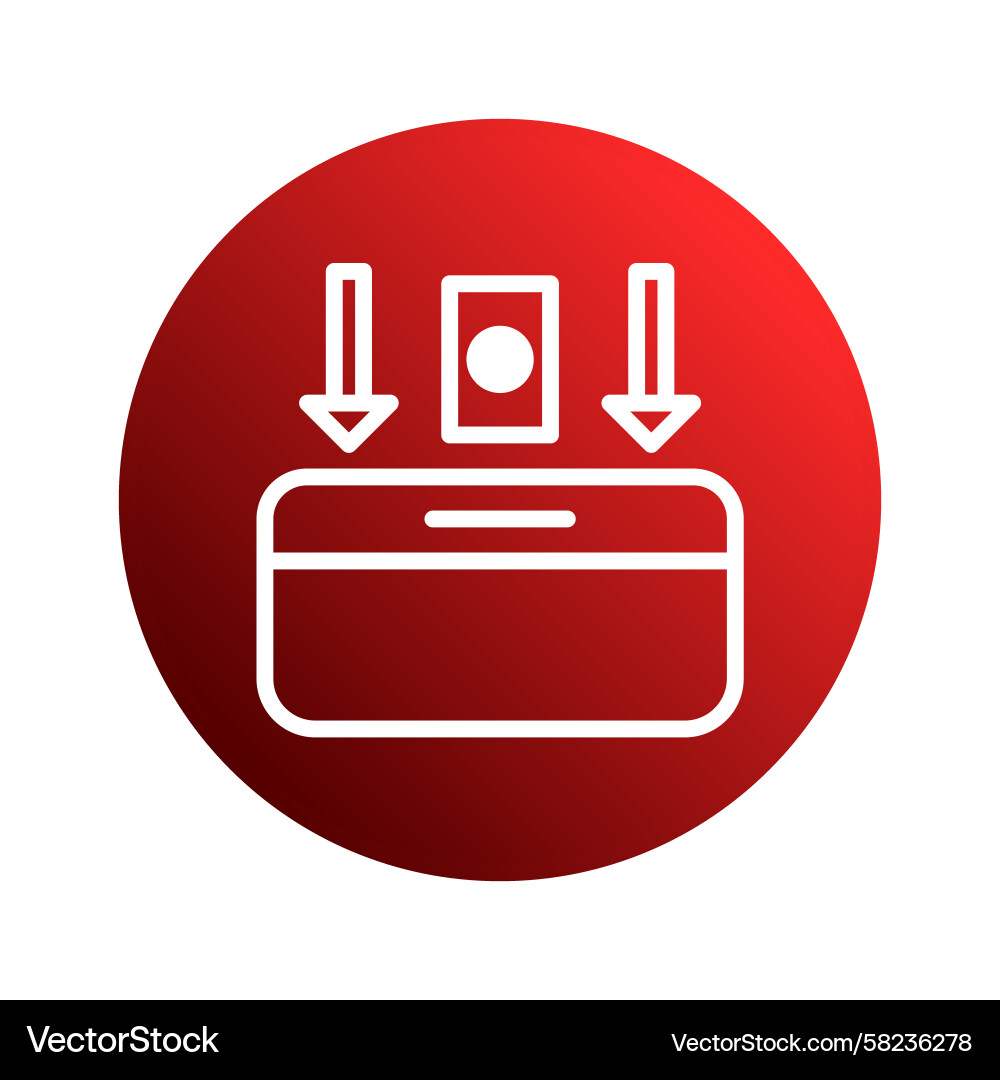 Data Input Icon - Red Box & Arrows Vector Image