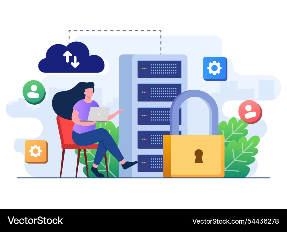 Database protection cyber security data center Database protection cyber security data center vector image