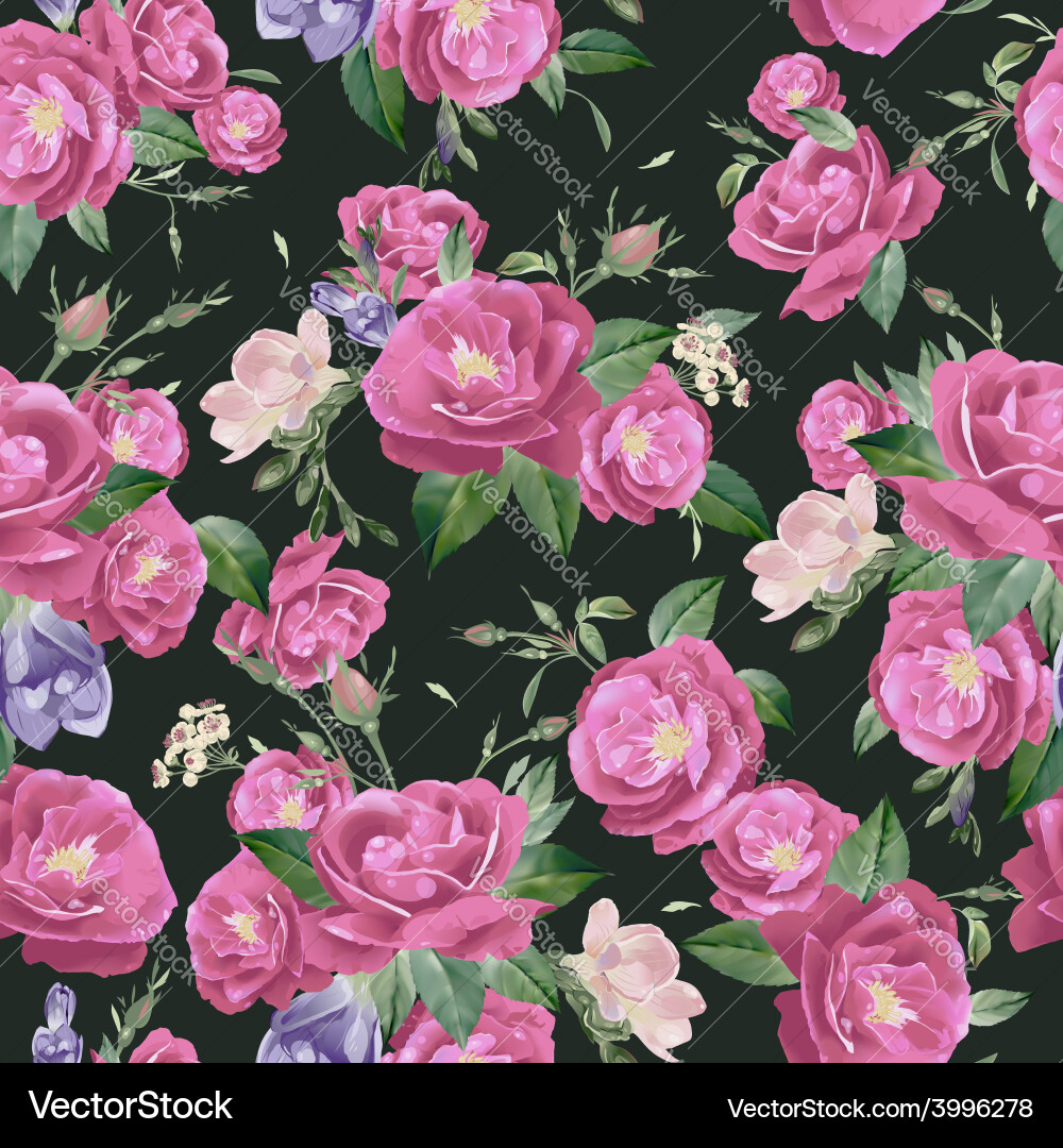 Elegant Floral Pattern - Roses and Freesia vector image