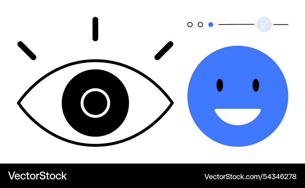 Eye and smiling face icons with a user interface Eye and smiling face icons with a user interface Vector Image