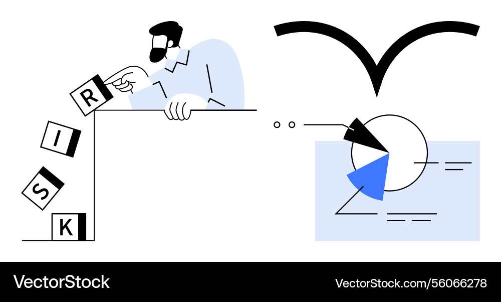 Man strategically addressing risk with data Man strategically addressing risk with data Vector Image
