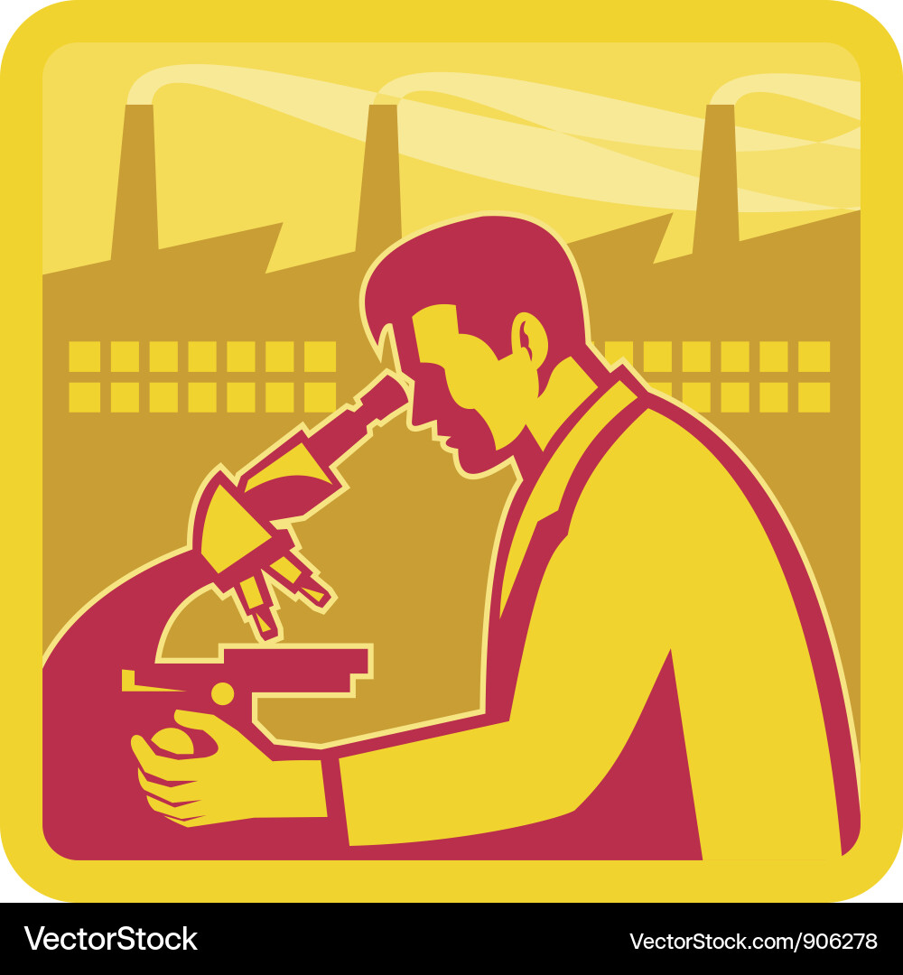 Scientist in Laboratory with Factory View vector image