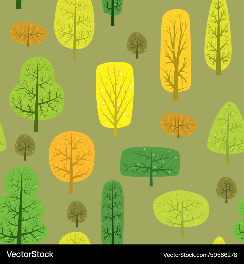 Seamless pattern with various autumn trees Seamless pattern with various autumn trees Vector Image