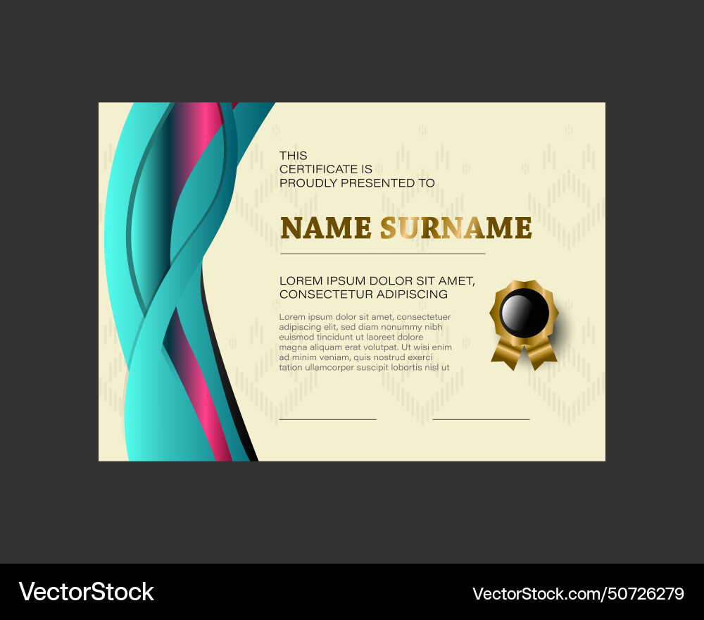 Certificate template with texture dynamic wave vector image