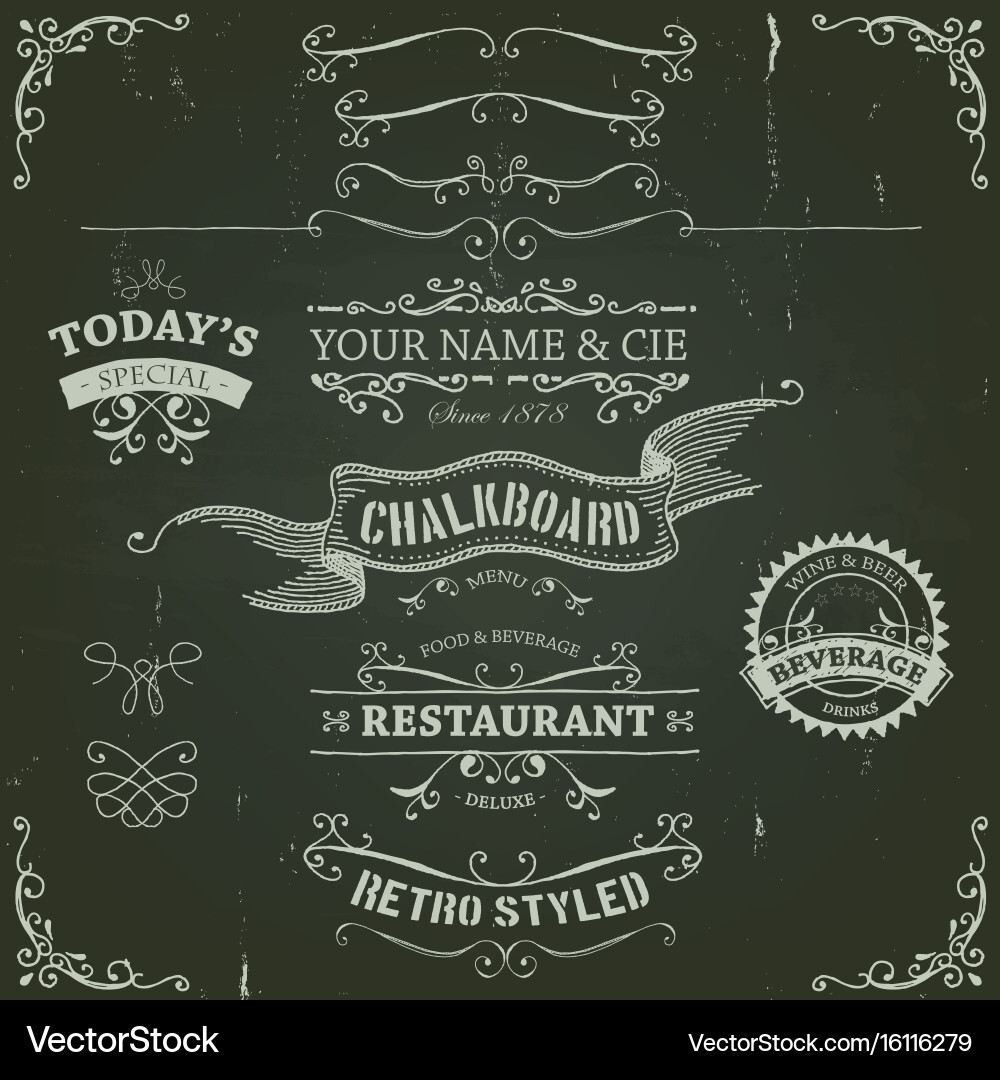 Chalkboard Banners & Ribbons Vector Image