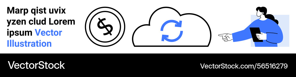 Cloud data synchronization with currency symbol Cloud data synchronization with currency symbol vector image