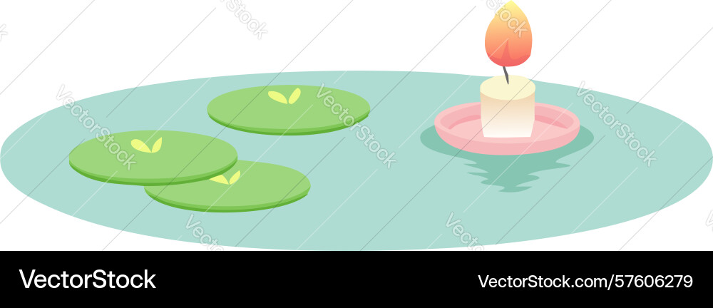 Floating candle on lily pads design generative ai Vector Image