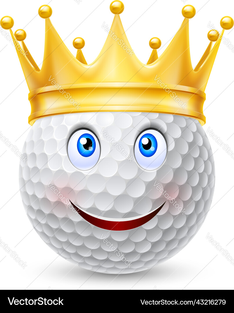 Golden crown on golf ball Golden crown on golf ball vector image