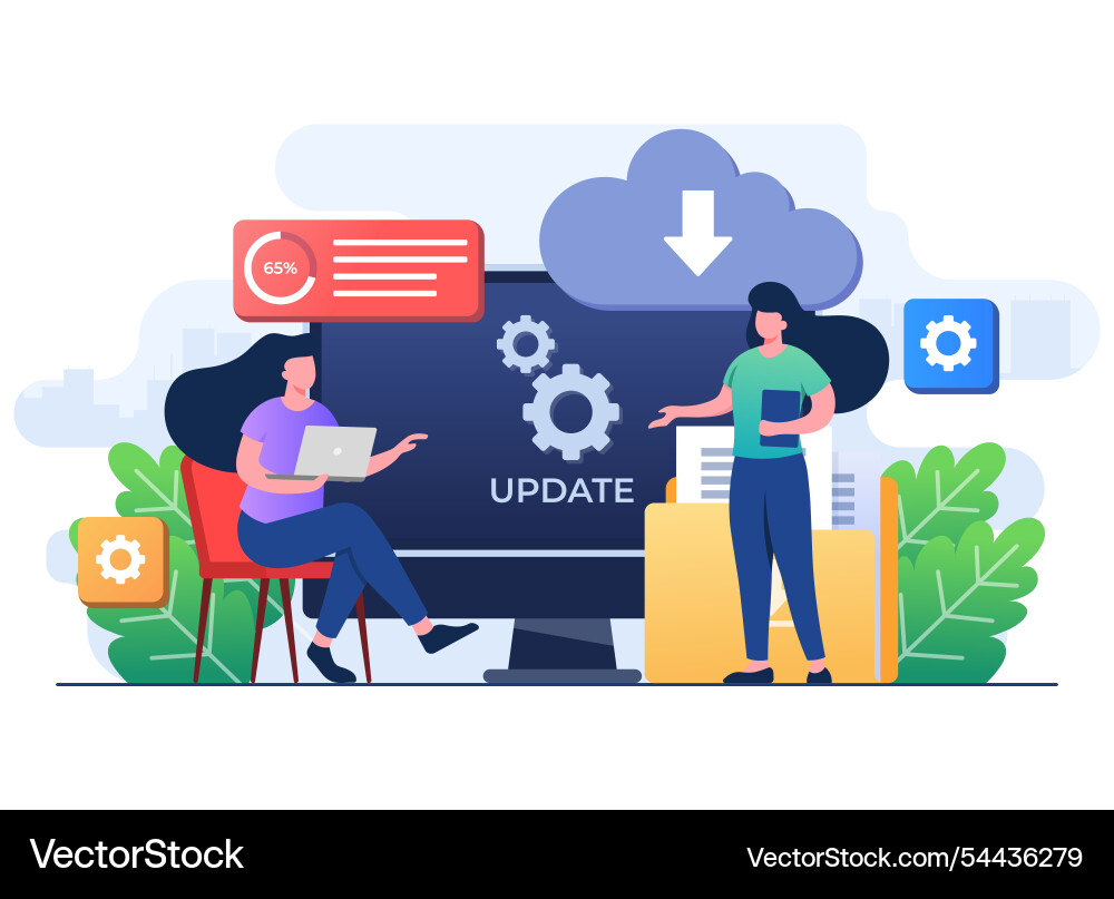 Upgrading operating system flat update Upgrading operating system flat update vector image
