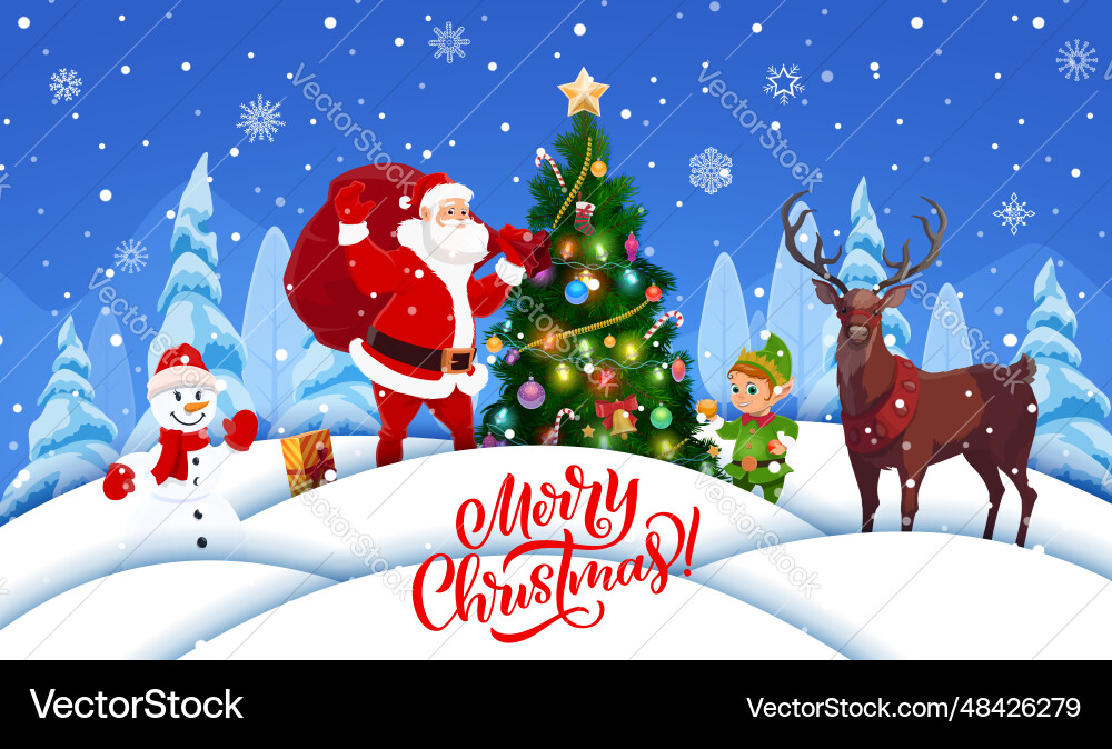 Weihnachtspapier karikatur santa elf snowman Weihnachtspapier karikatur santa elf snowman vektorbild