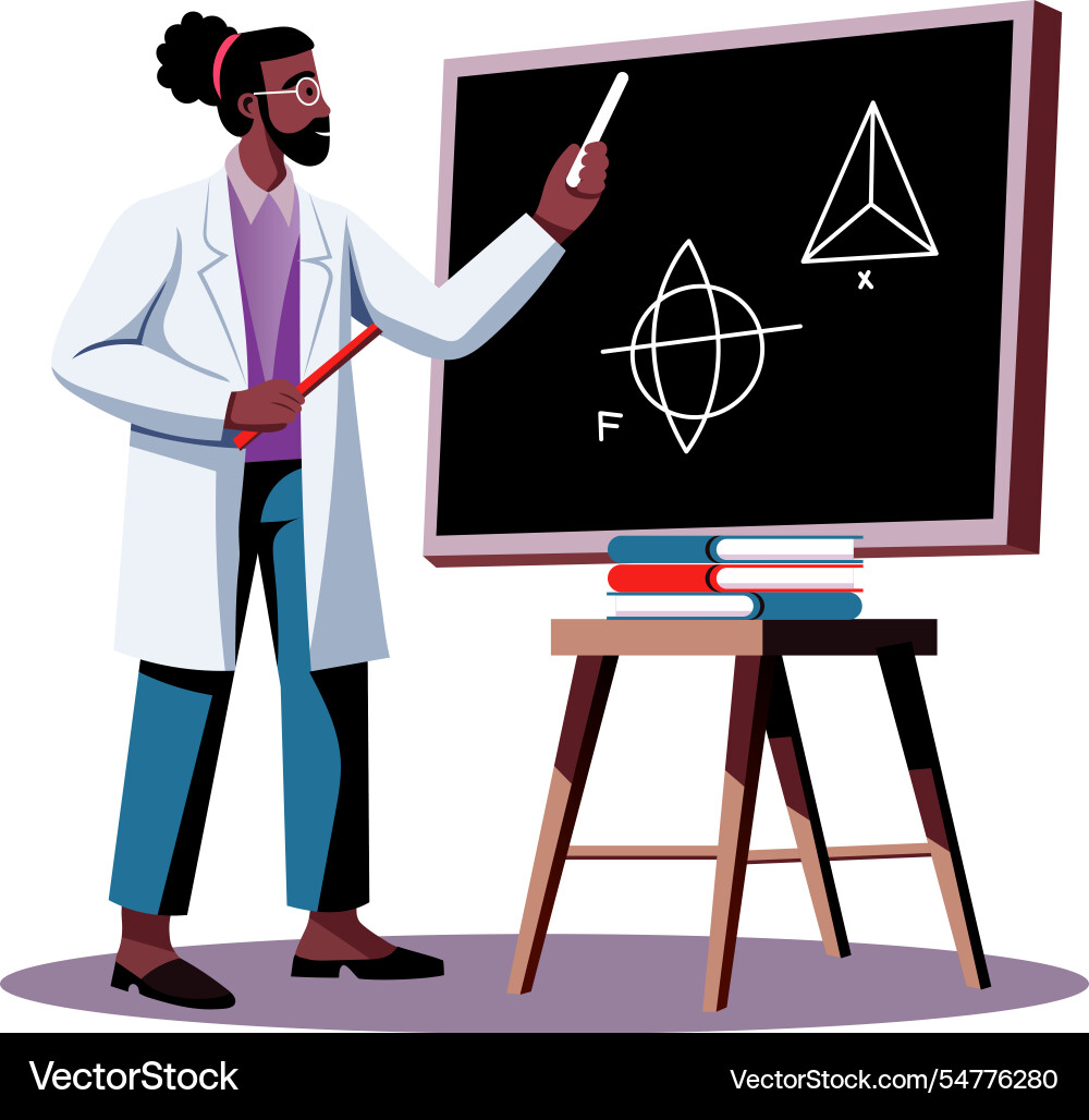 A flat of mathematician doing calcula vector image
