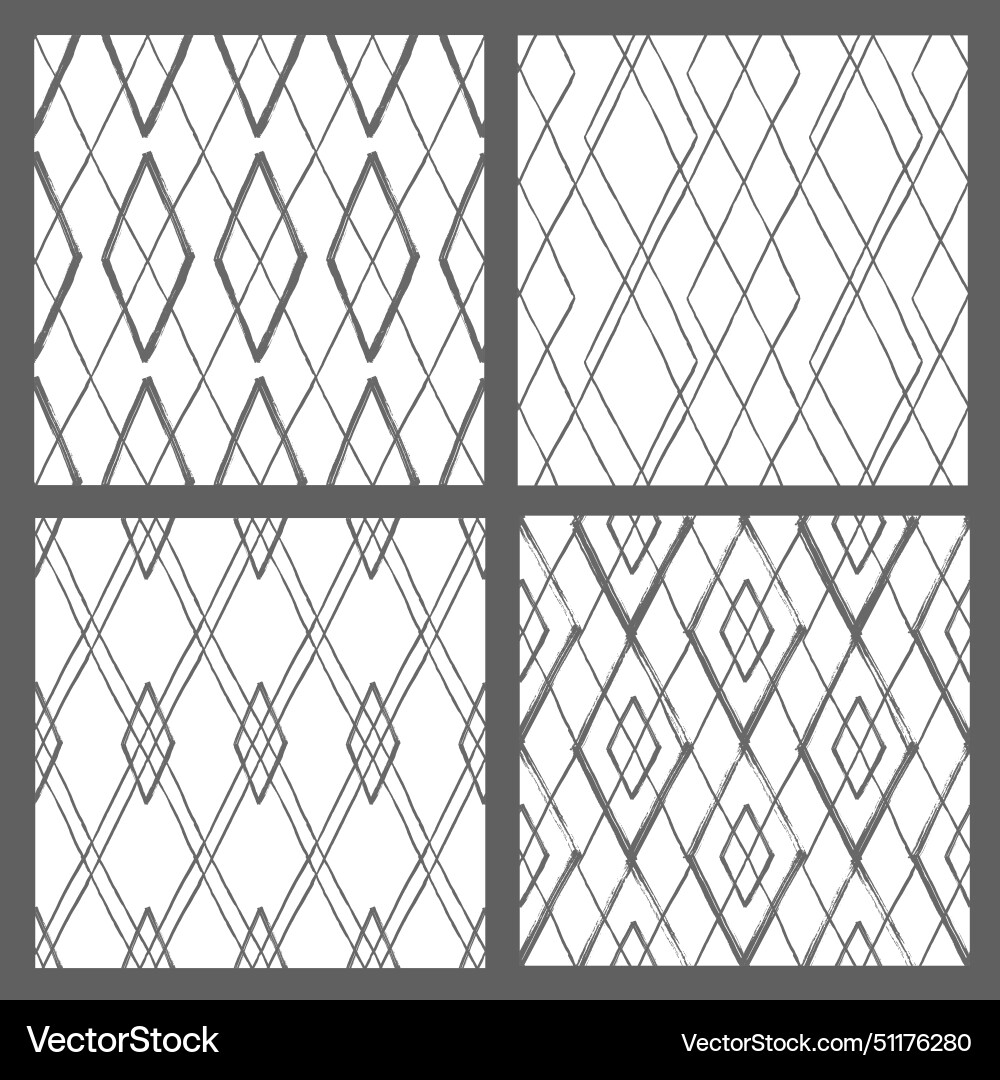 Argyle patterns from brush strokes set Argyle patterns from brush strokes set vector image
