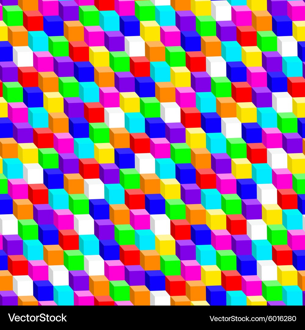 Colorful 3d cube in a seamless pattern vector image