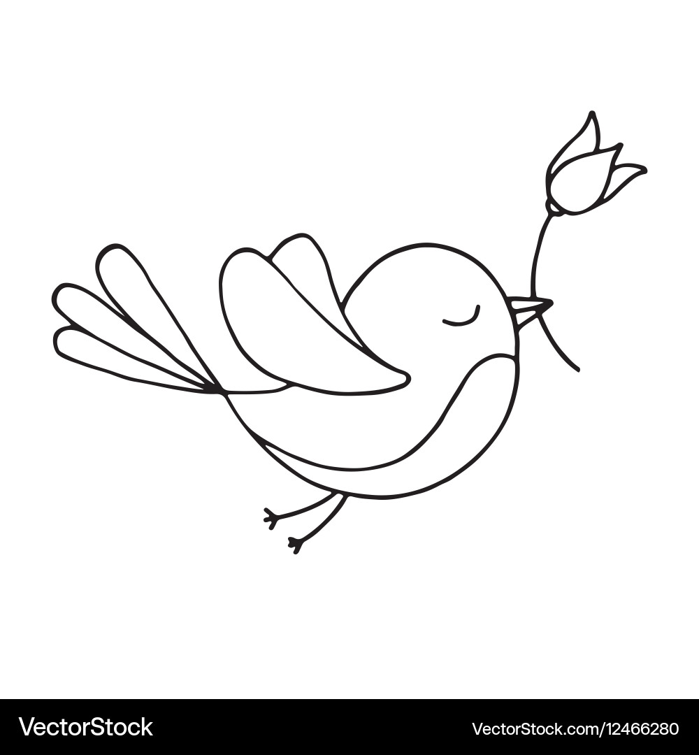 Flying bird with a flower vector image