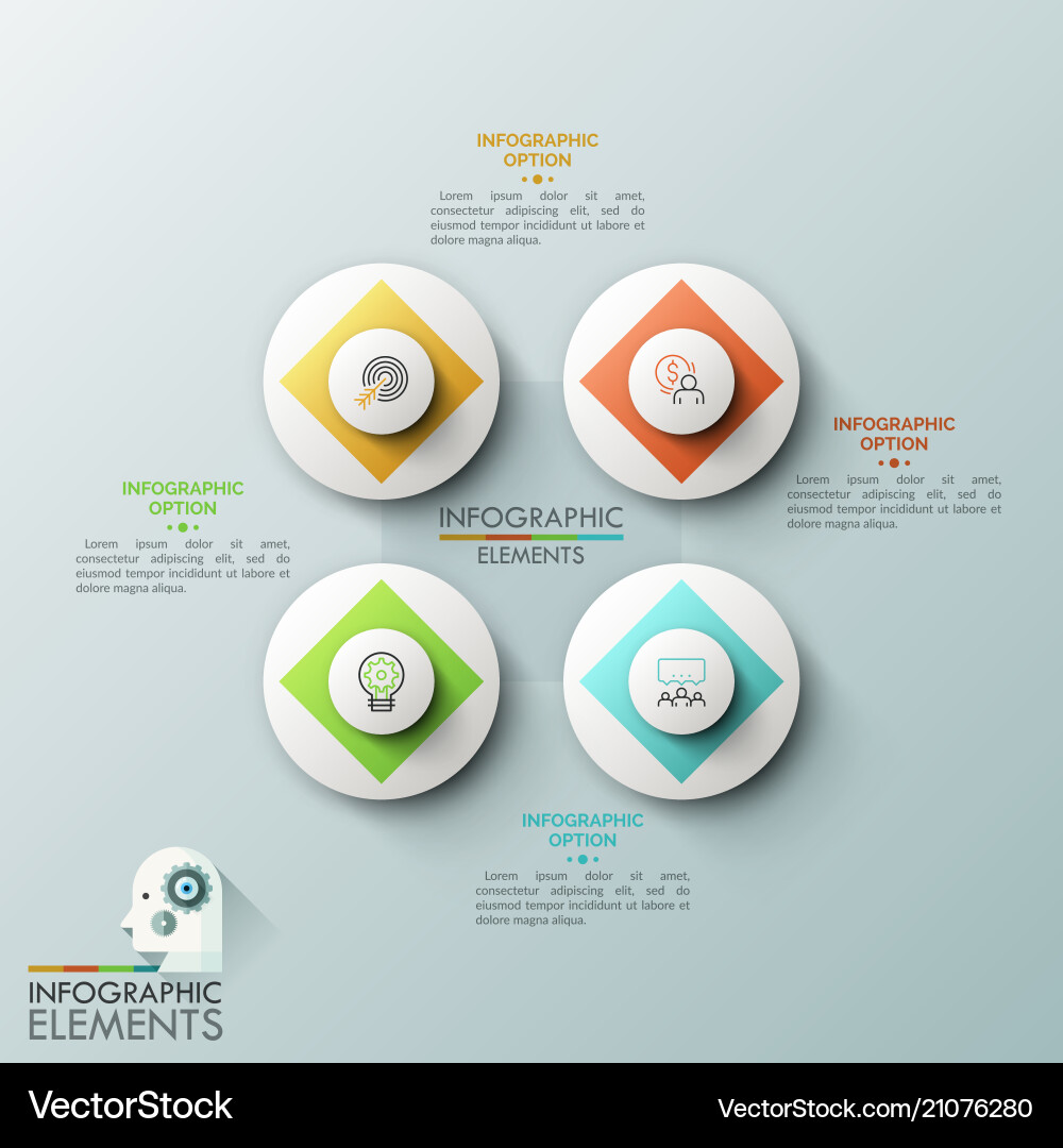 Four white circular elements with thin line Four white circular elements with thin line vector image