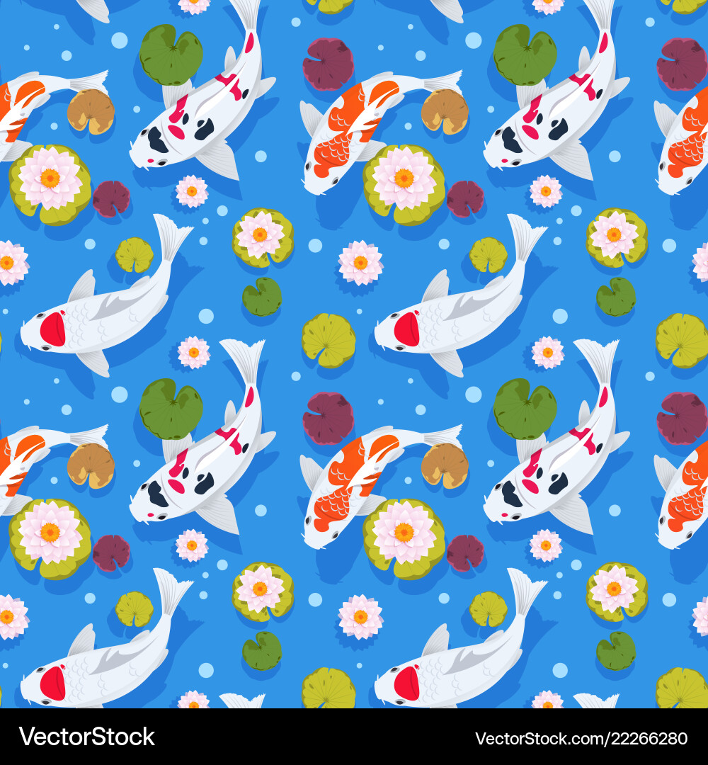 Koi fish seamless pattern japanese carp in china Koi fish seamless pattern japanese carp in china vector image