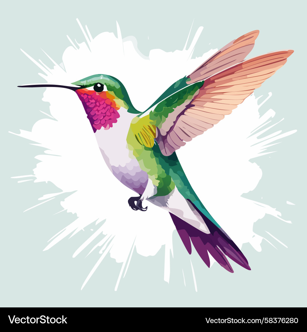 Ruby-Throated Hummingbird in Flight Vector Image