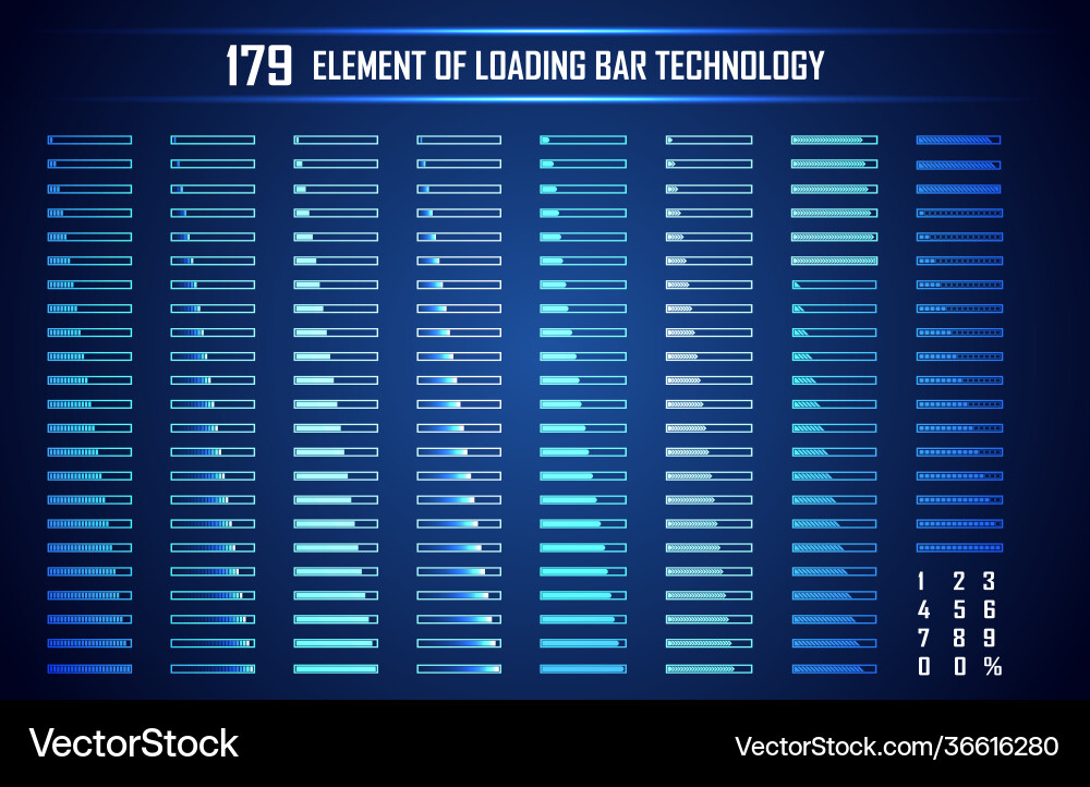 Set loading bar abstract digital technology ui Set loading bar abstract digital technology ui vector image