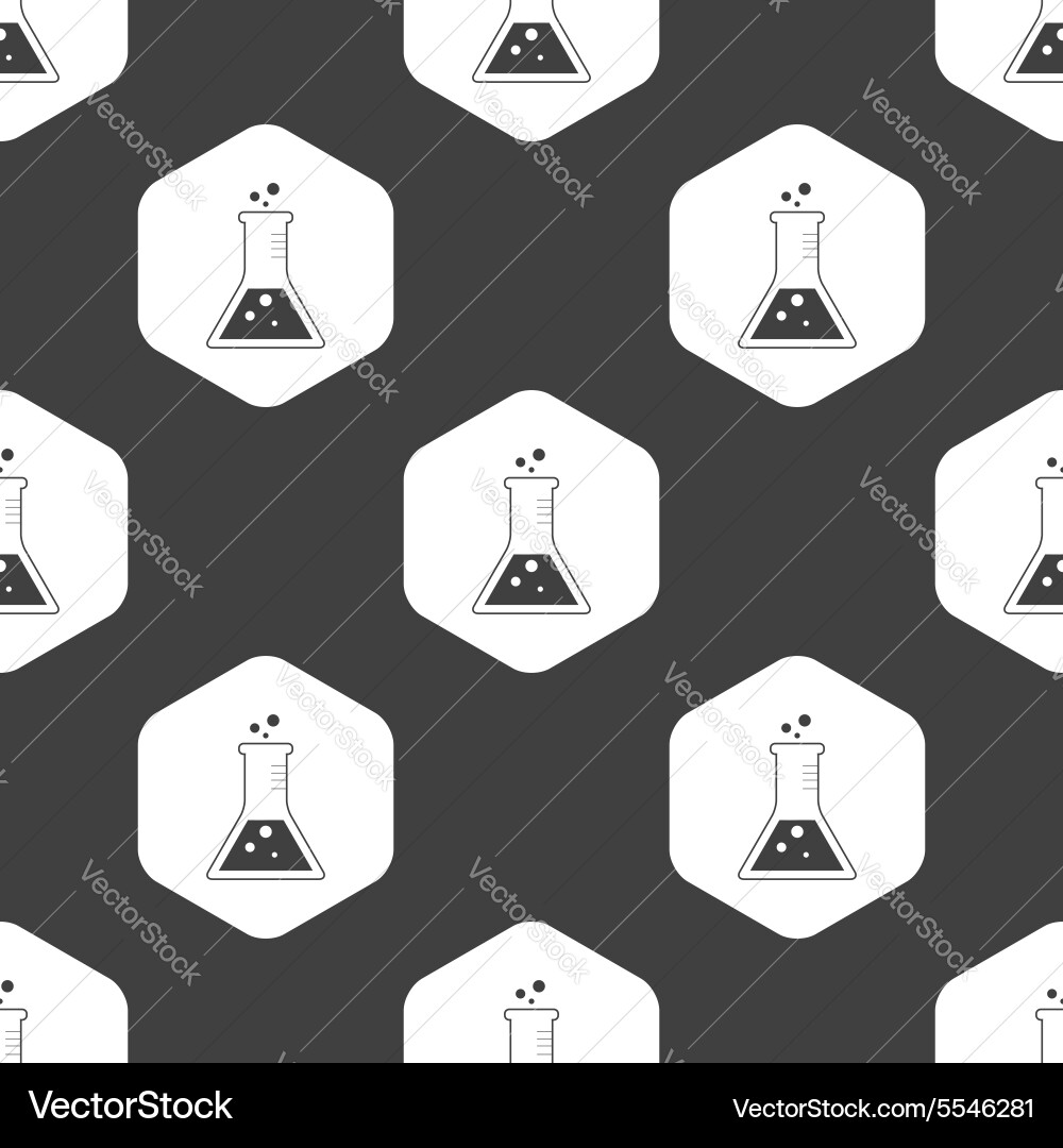 Black hexagon conical flask pattern vector image