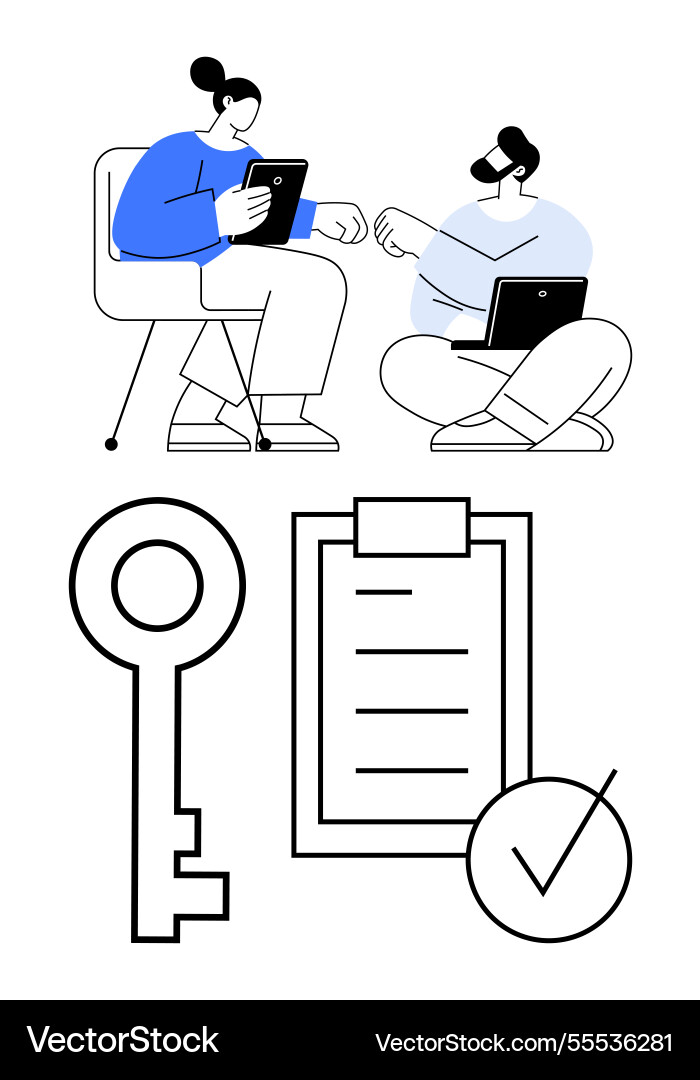 Collaboration and goal setting with digital Collaboration and goal setting with digital vector image
