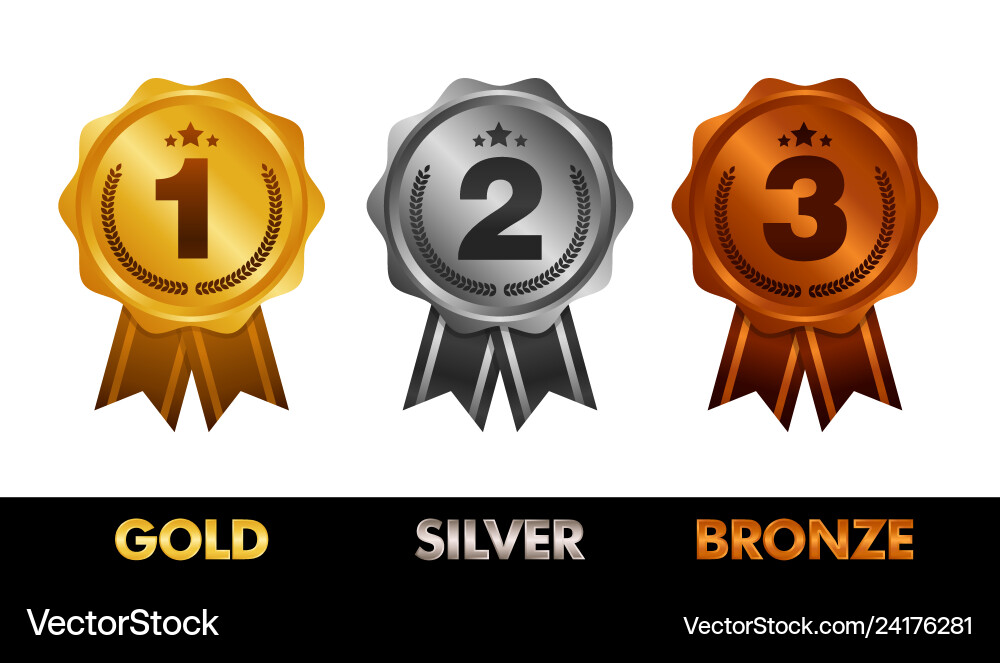 First place second third award medals Royalty Free Vector