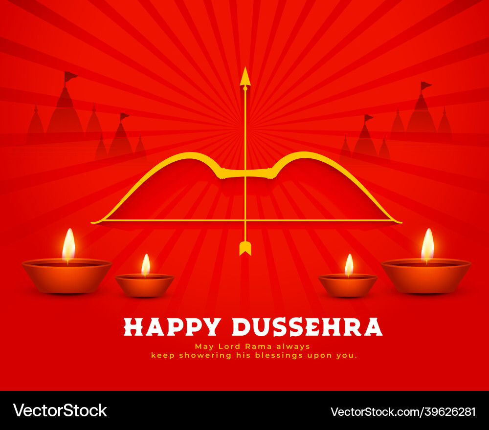 Happy dusshe red background with bow and arrow Happy dusshe red background with bow and arrow vector image