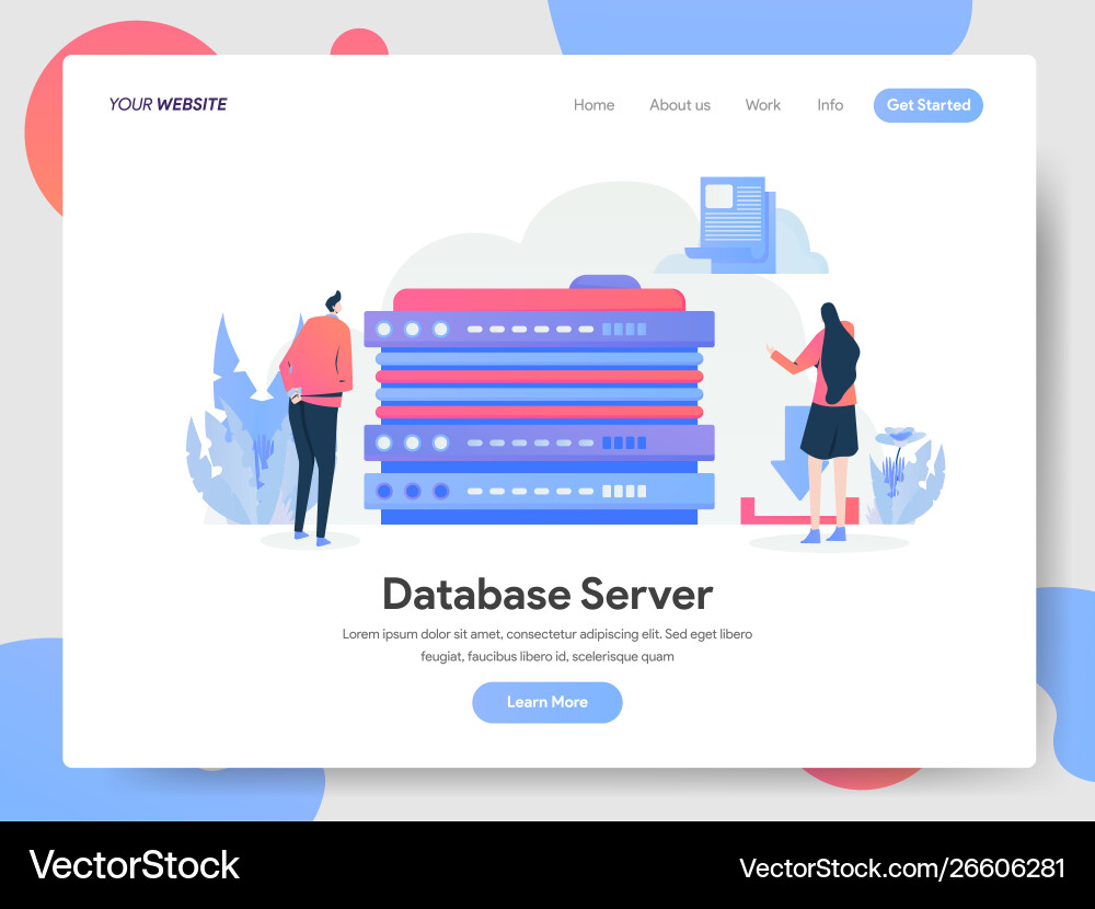 Landing page template database server concept Landing page template database server concept vector image
