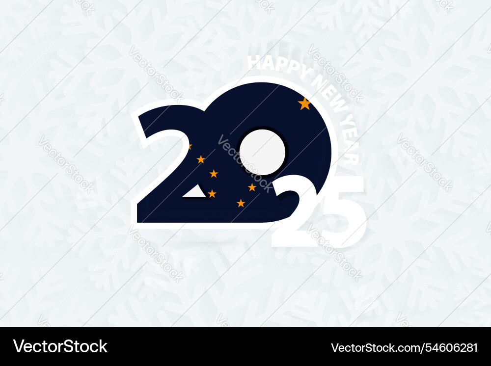 New year 2025 for alaska on snowflake background Vector Image