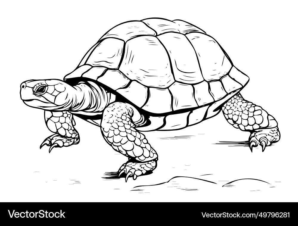Tortoise hand drawing isolated Royalty Free Vector Image