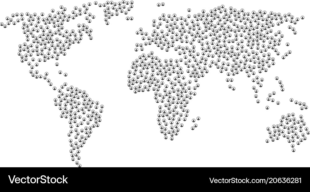 World map pattern of rounded user portrait items World map pattern of rounded user portrait items vector image