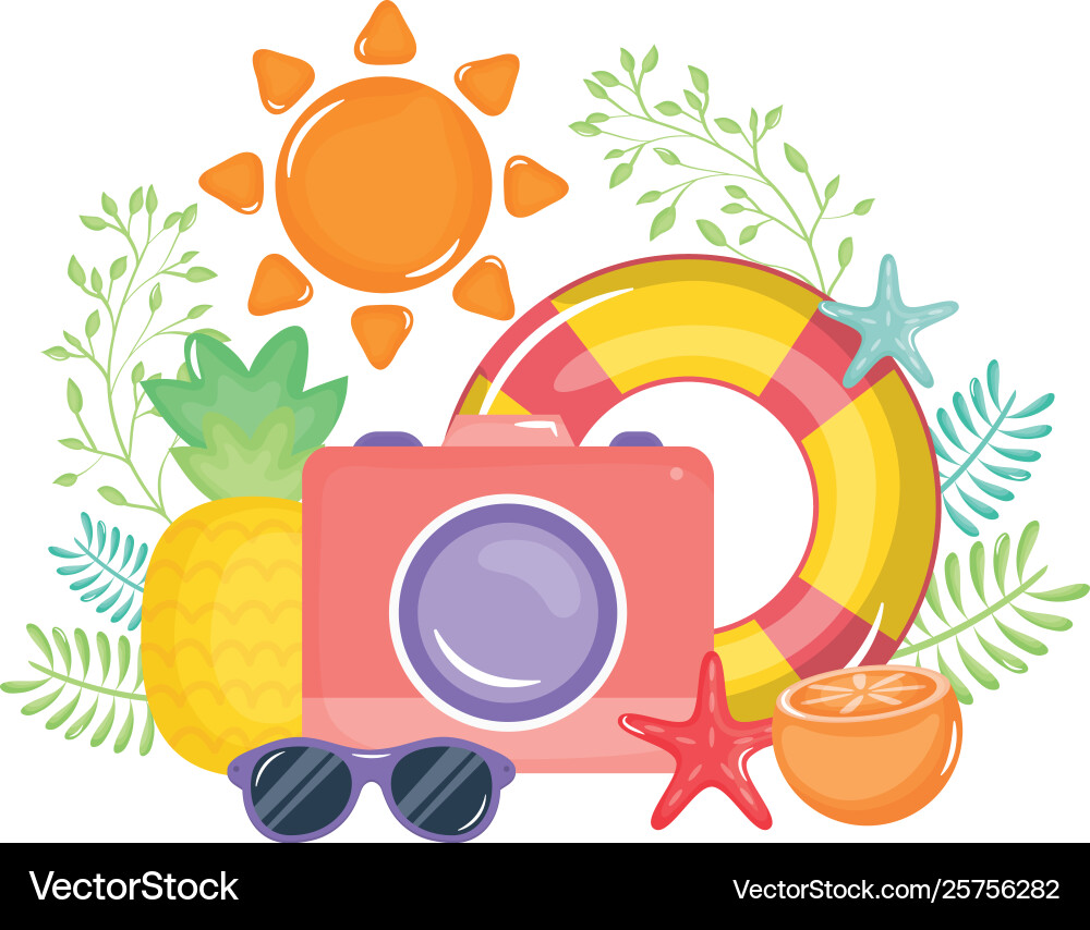 Camera photographic with float lifeguard vector image
