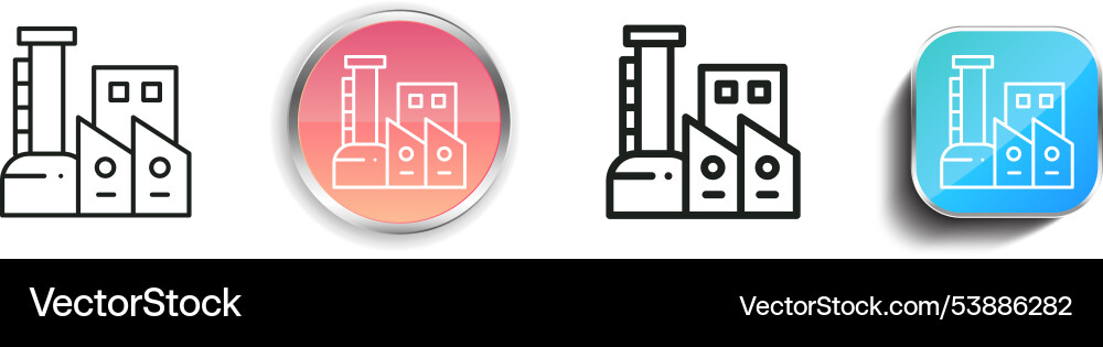 Factory icon thin linear regular and button style Factory icon thin linear regular and button style Vector Image