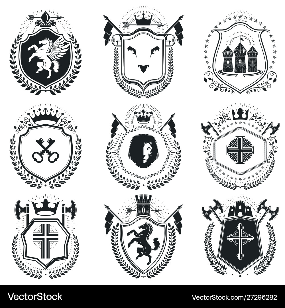 Heraldic Crests & Shields vector image