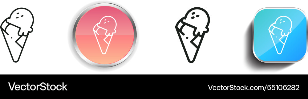 Ice cream icon thin linear regular and button vector image