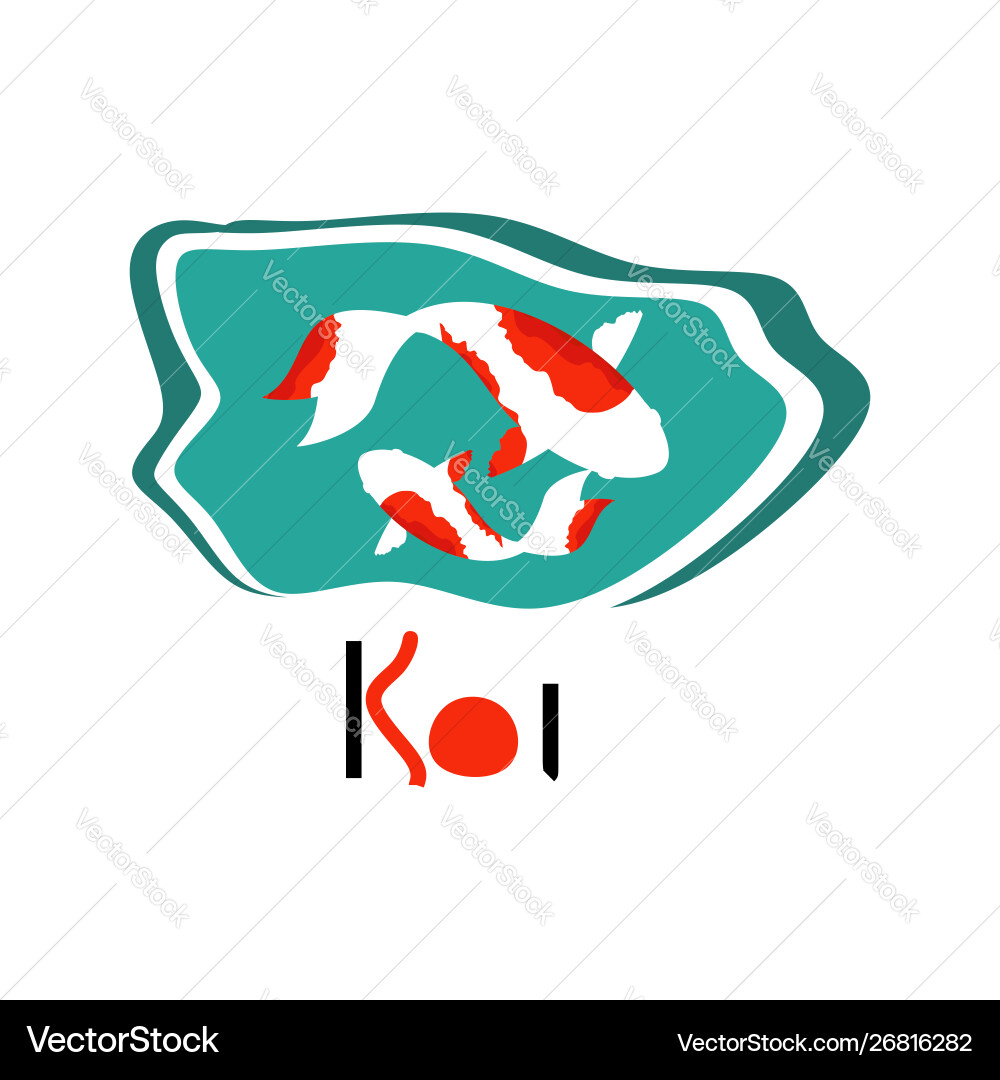 Koi Fische und rote Sonne Logo Glück Wohlstand Koi Fische und rote Sonne Logo Glück Wohlstand vektorbild