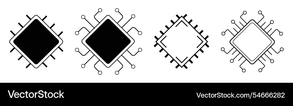 Processor line icon microchip cpu technology Processor line icon microchip cpu technology vector image