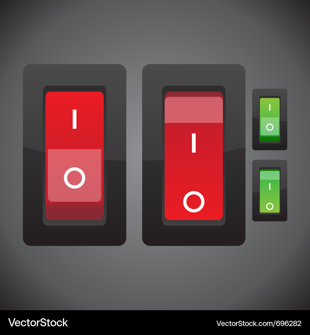 Red and green on off switch button vector image