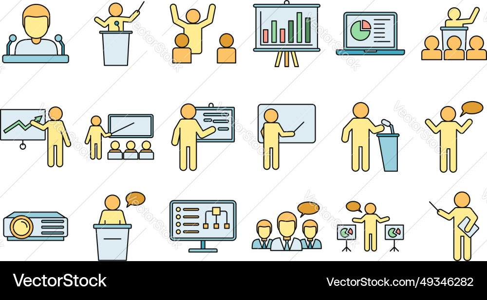 Vorlesung Klassenzimmer Icons setzen Farbe Vorlesung Klassenzimmer Icons setzen Farbe vektorbild