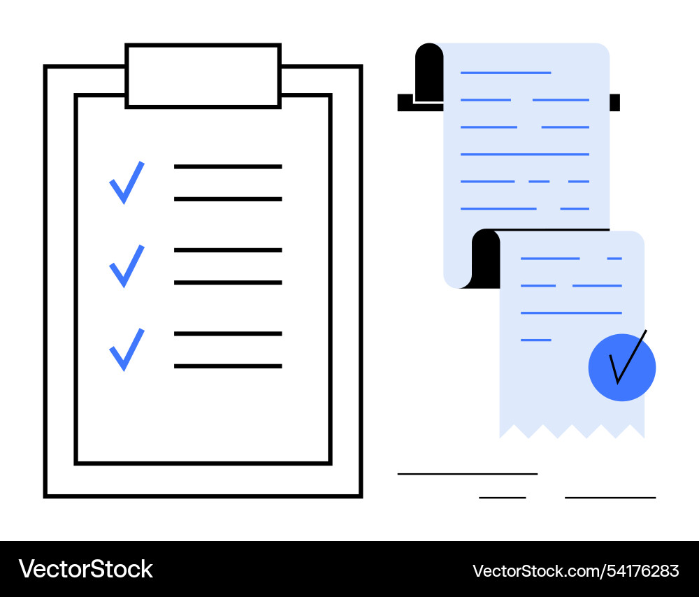 Checklist and receipt with checkmarks Checklist and receipt with checkmarks vector image