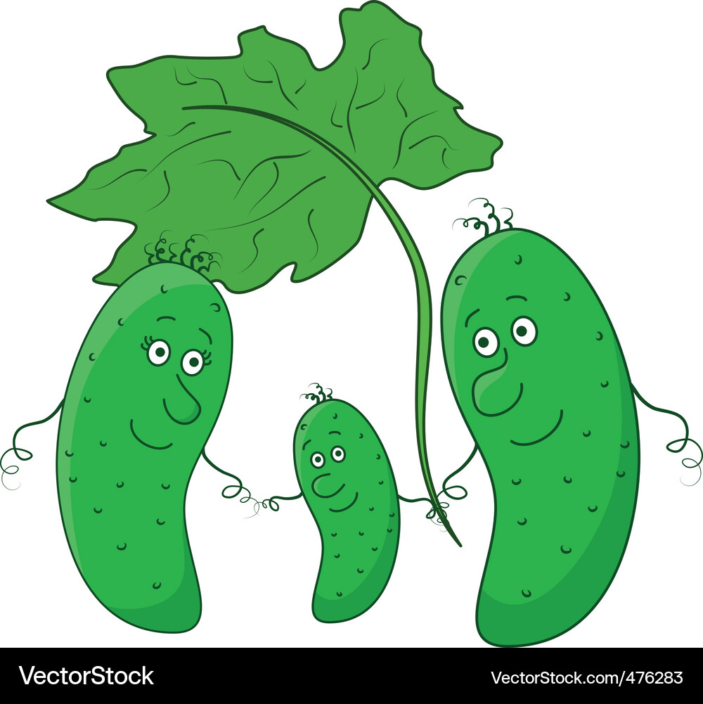 Cucumber parents with child Vector Image